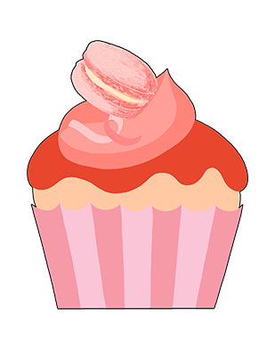 Peach Cupcake with macaroons